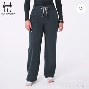 Figs NEW High-Waisted Black Isabel Wide Leg Scrub Pants Size S/P